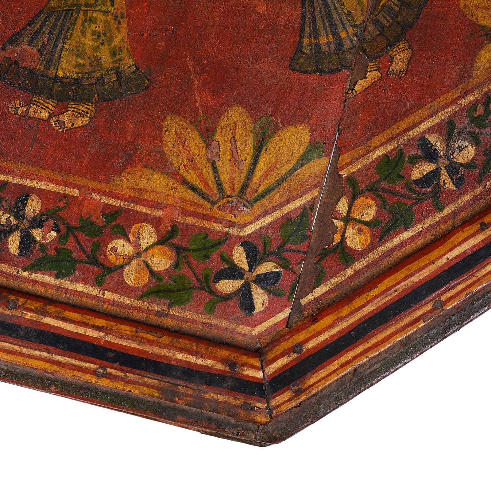 Painted Bajot Low Table From Nagaur - 19th Century