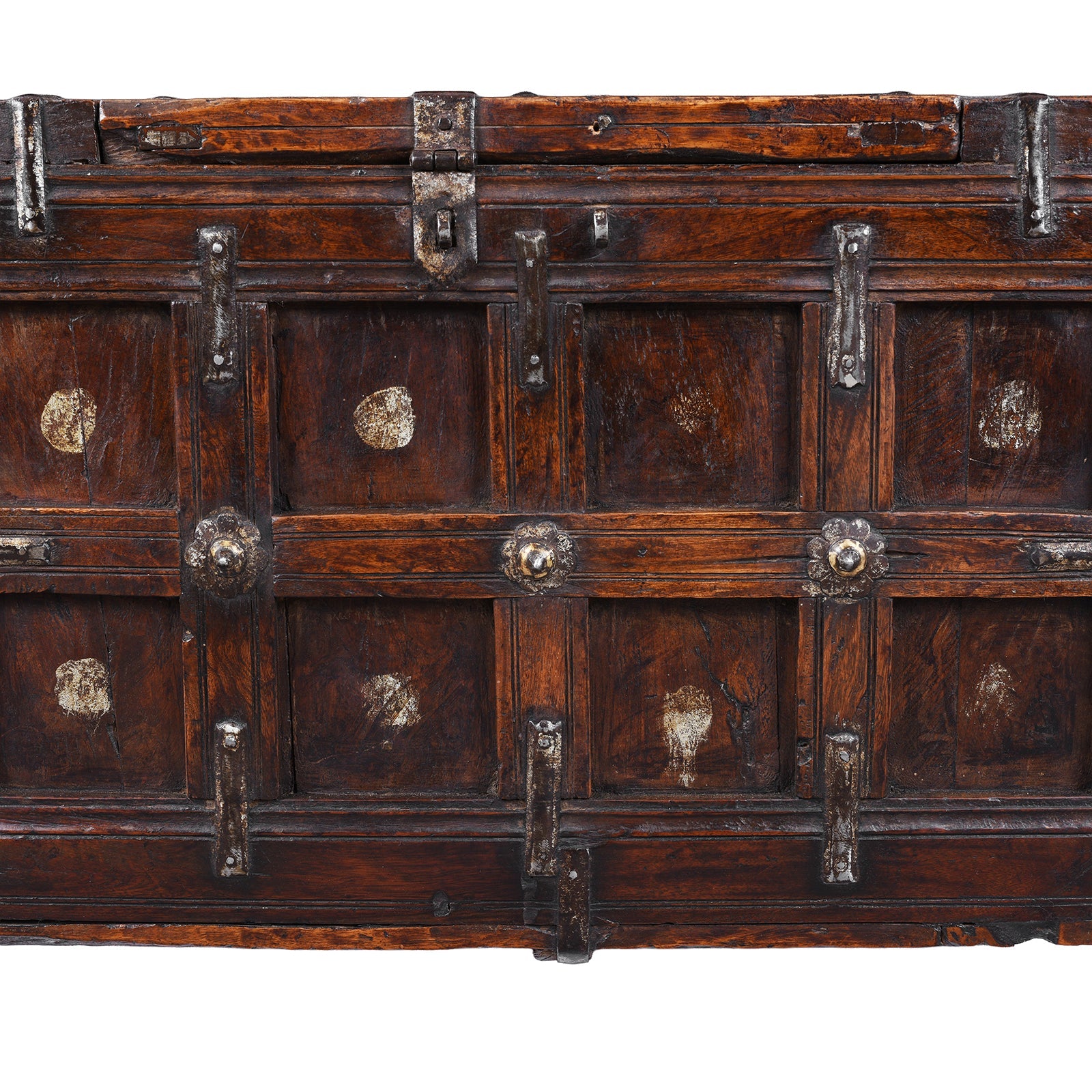 Indian Teak Stick Box Storage Chest From Jaisalmer - 19th Century