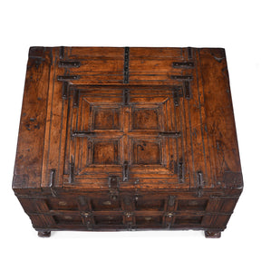 Indian Teak Stick Box Storage Chest From Jaisalmer - 19th Century