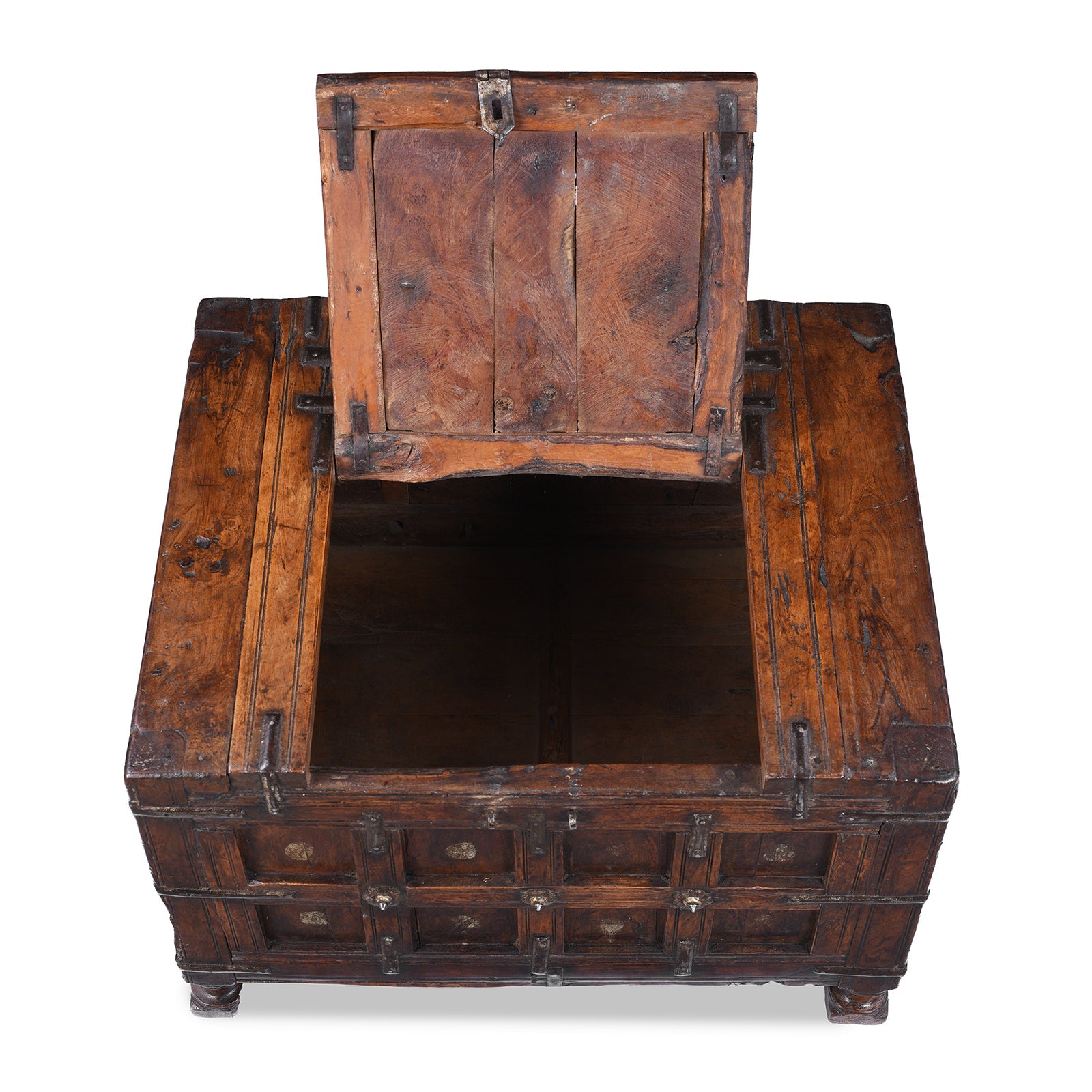 Indian Teak Stick Box Storage Chest From Jaisalmer - 19th Century