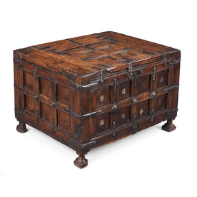 Indian Teak Stick Box Storage Chest From Jaisalmer - 19th Century