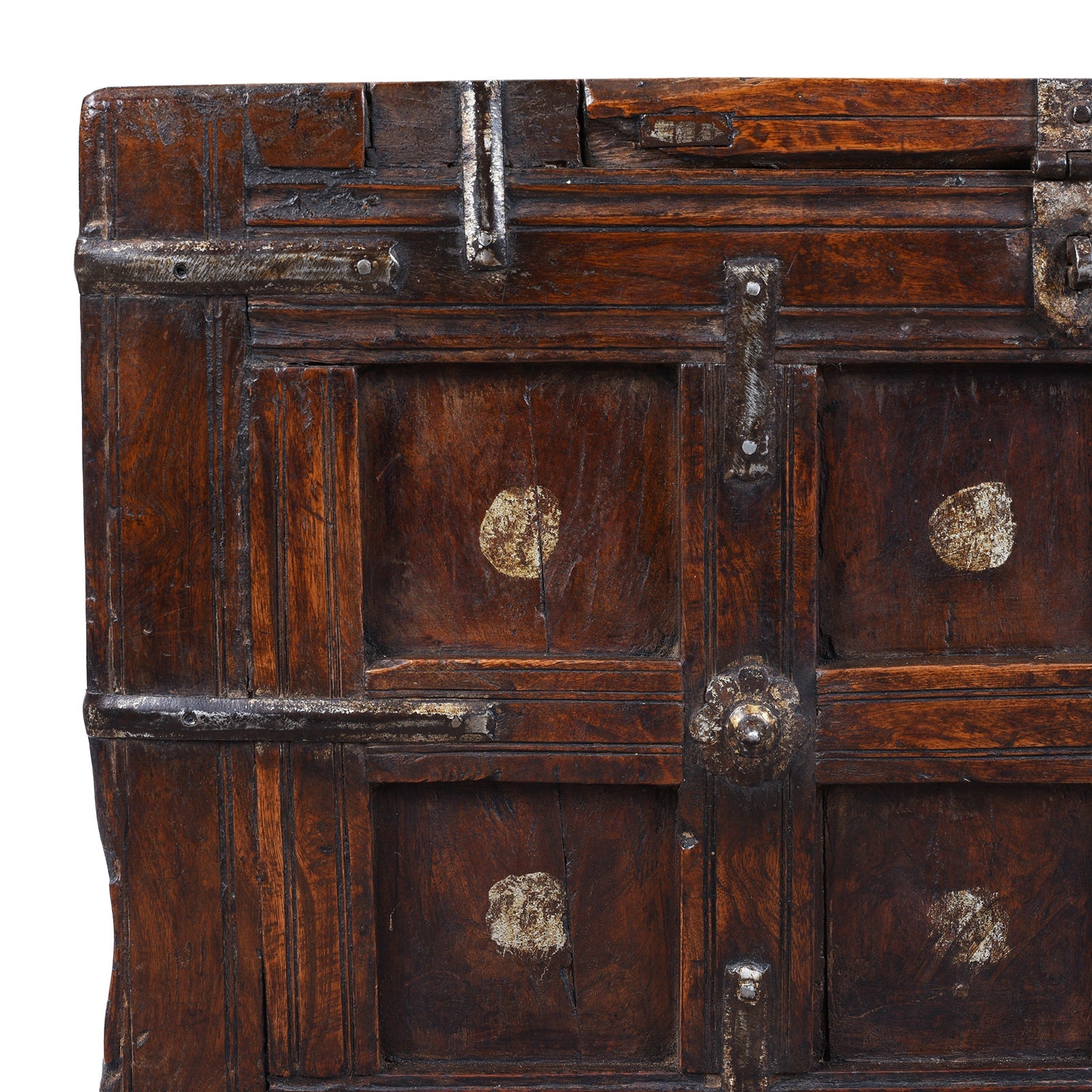 Indian Teak Stick Box Storage Chest From Jaisalmer - 19th Century