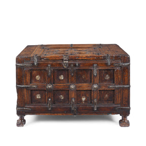 Indian Teak Stick Box Storage Chest From Jaisalmer - 19th Century