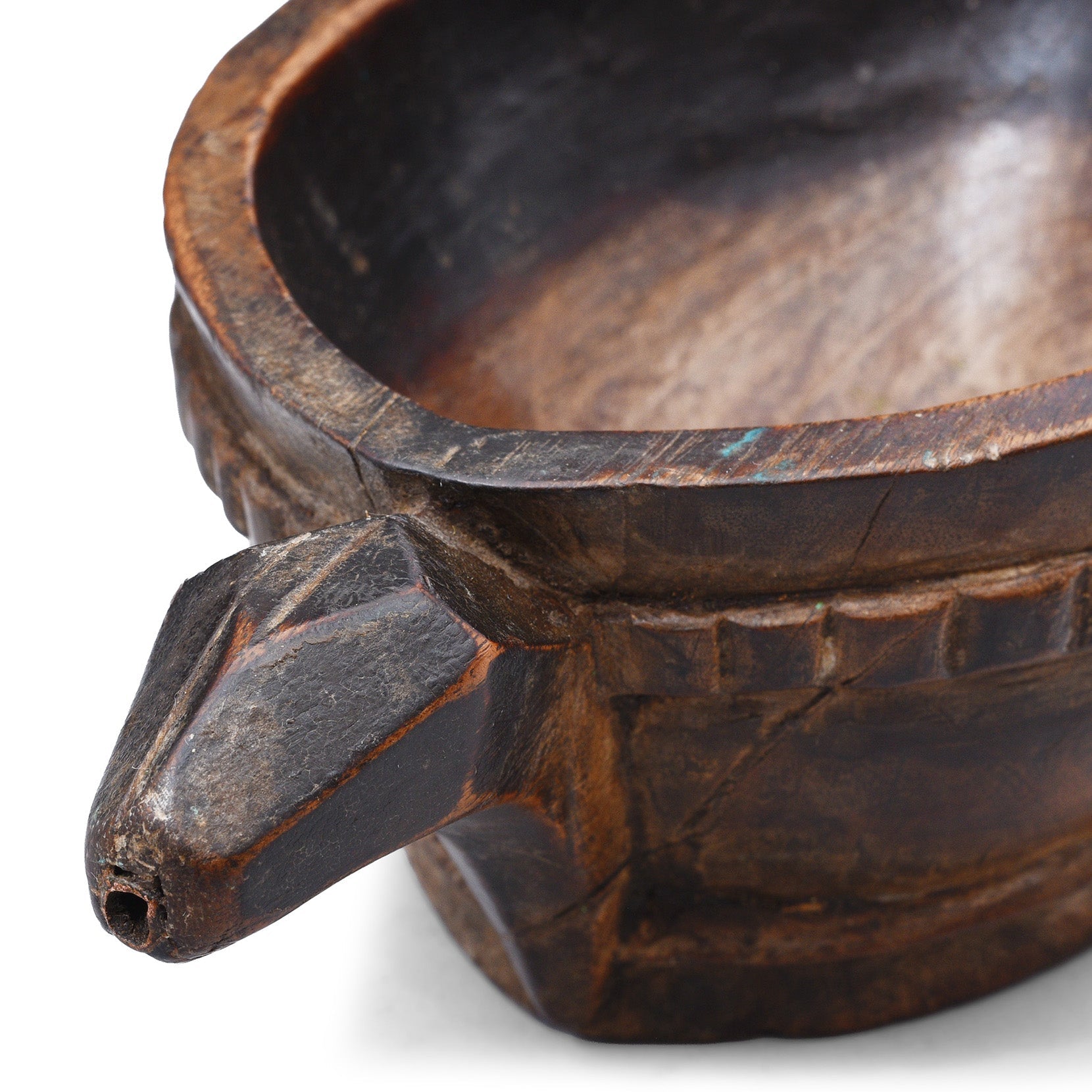 Carved Teak Wood Kharal - Opium Grinder -19th Century