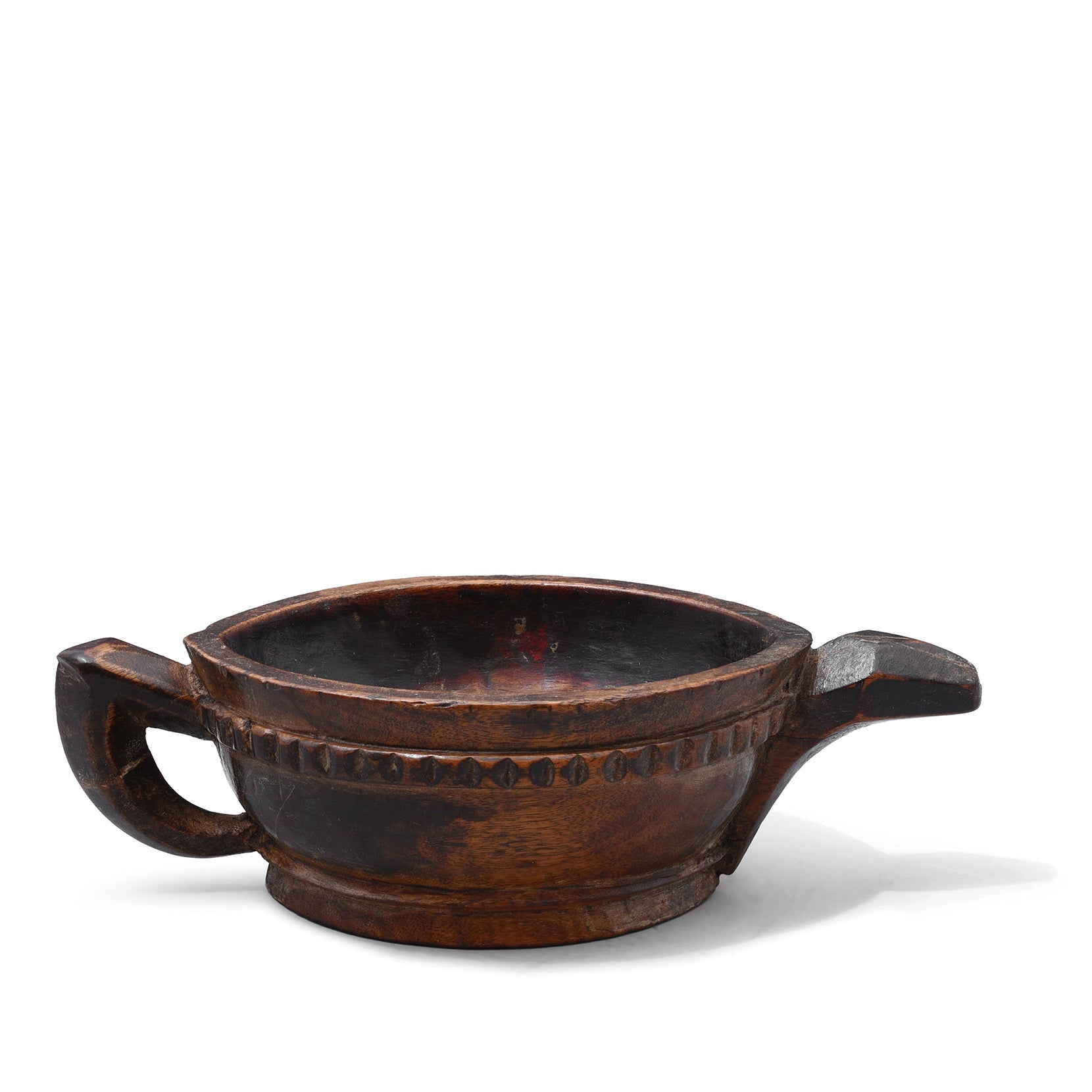 Carved Teak Wood Kharal - Opium Grinder -19th Century
