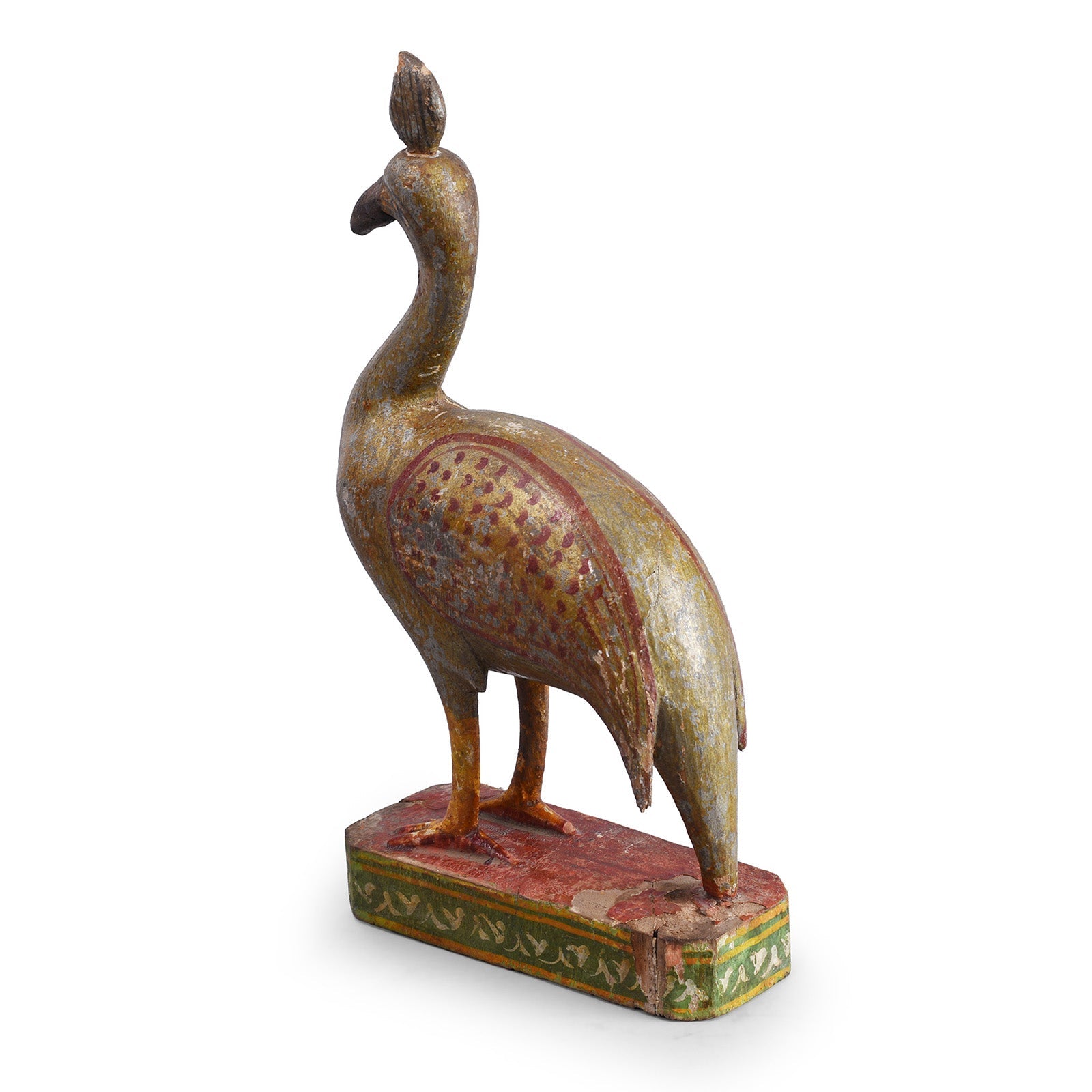 Polychromed Indian Peacock Figure From Surat - Ca 1900