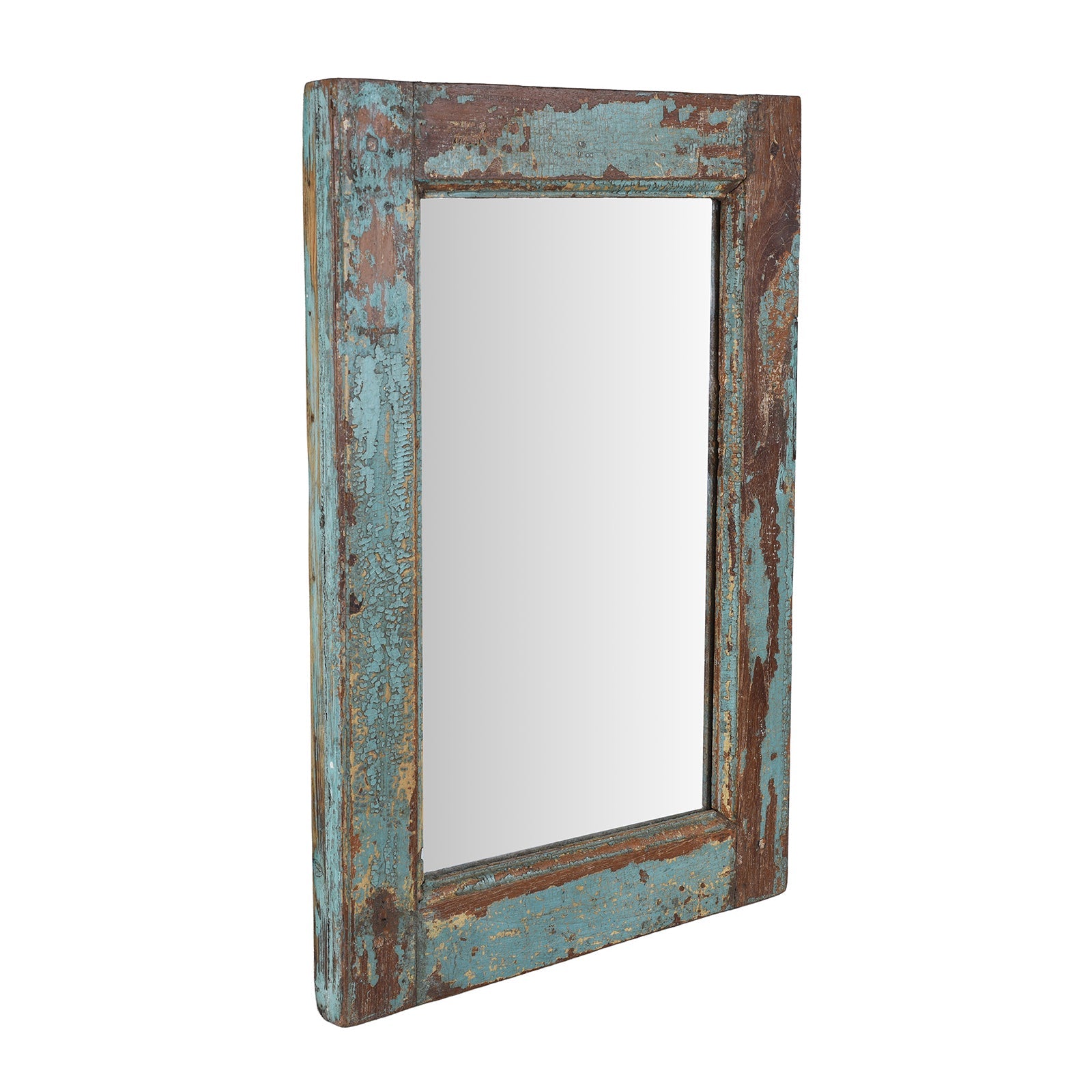 Old Green Painted Teak Mirror