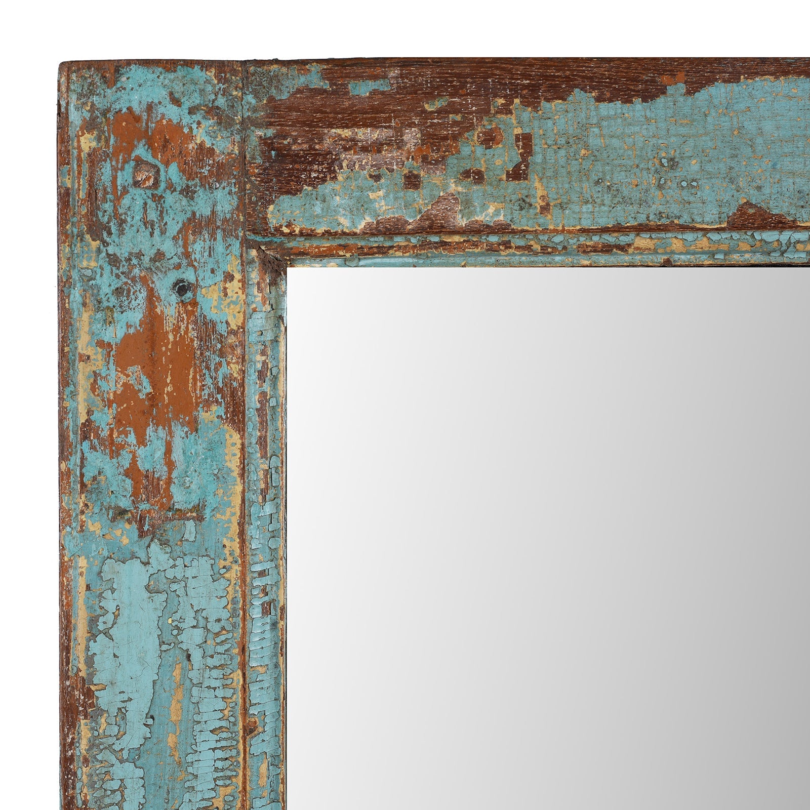 Old Green Painted Teak Mirror