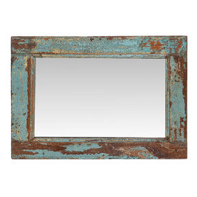 Old Green Painted Teak Mirror