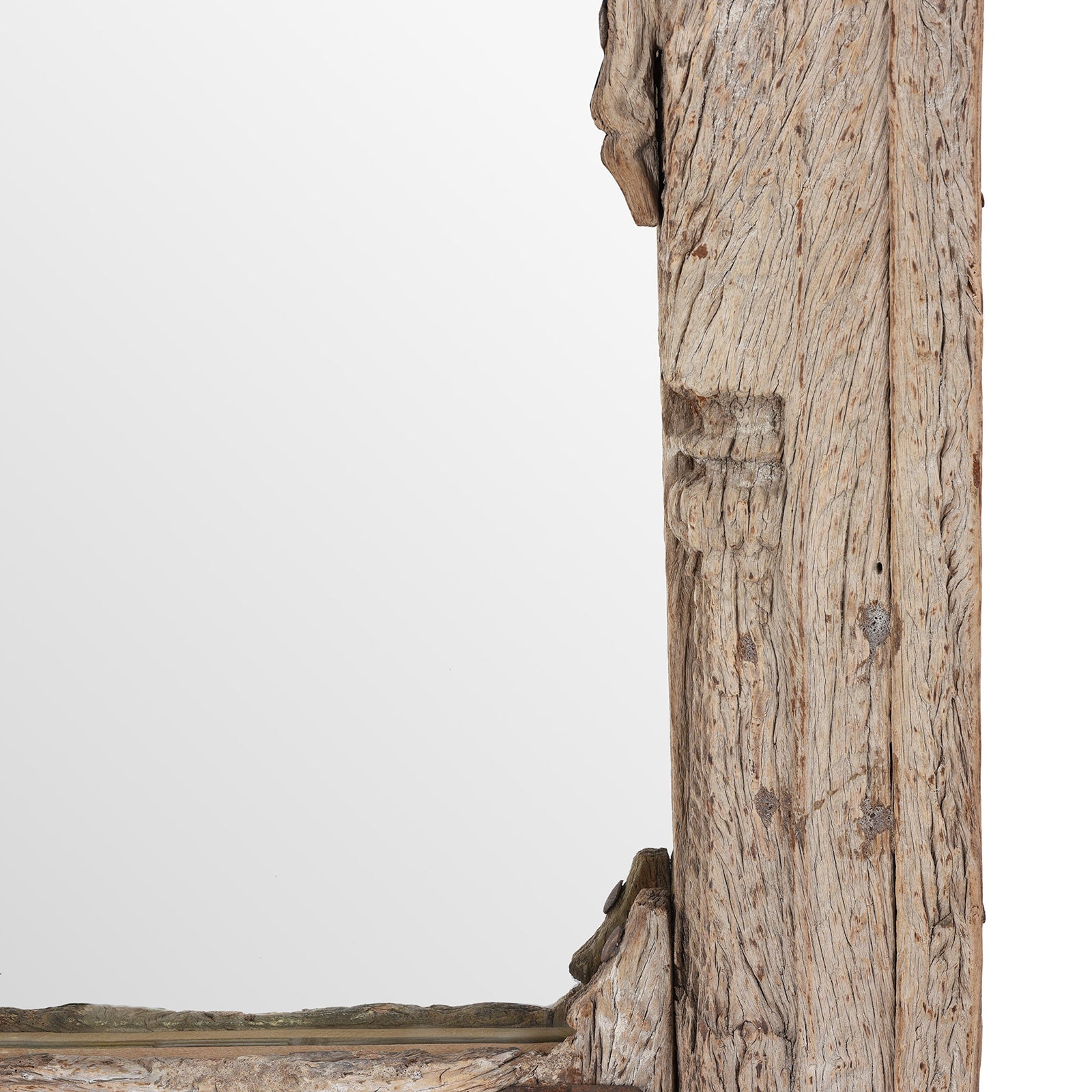 Carved Teak Window Mirror From Punjab - 18th Century