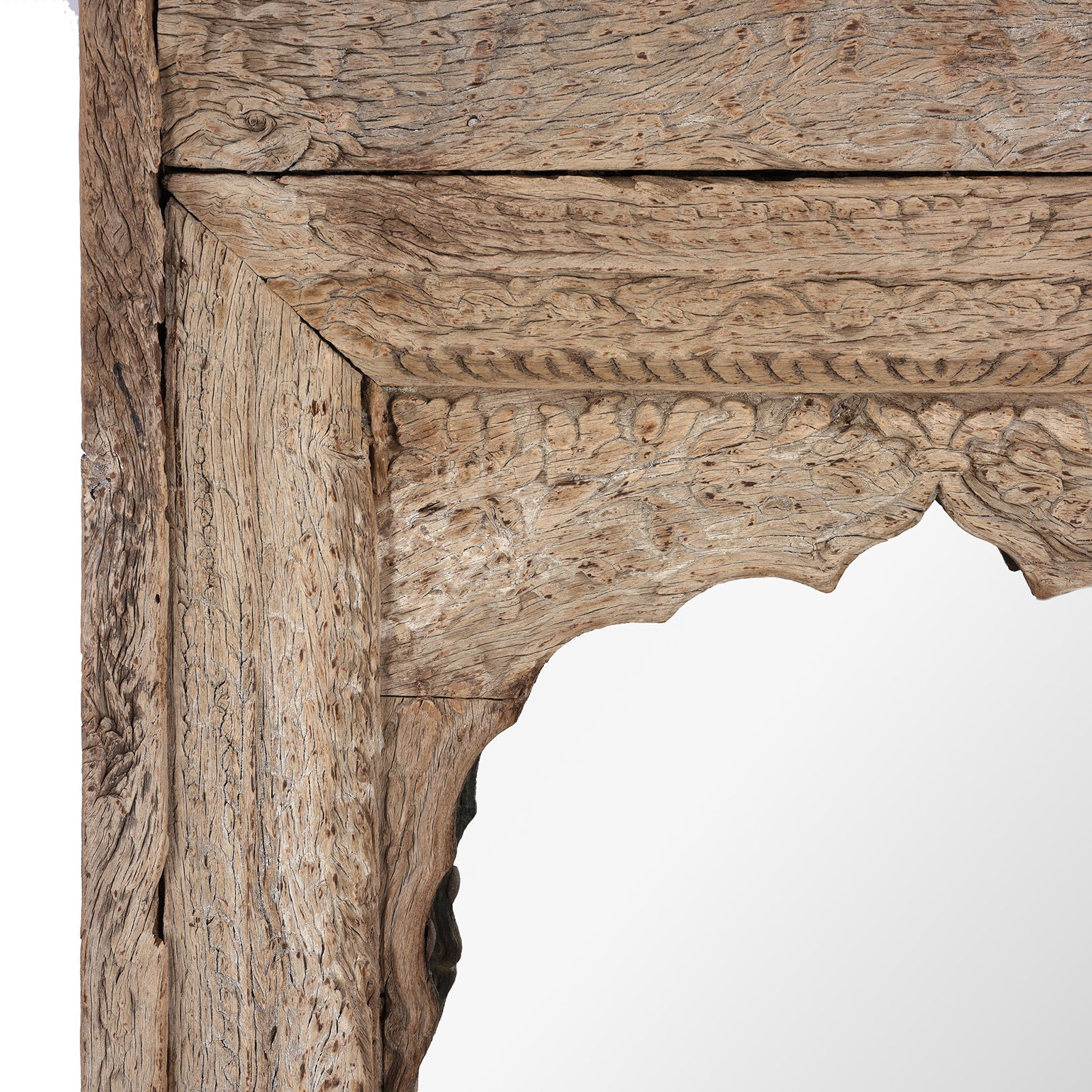 Carved Teak Window Mirror From Punjab - 18th Century