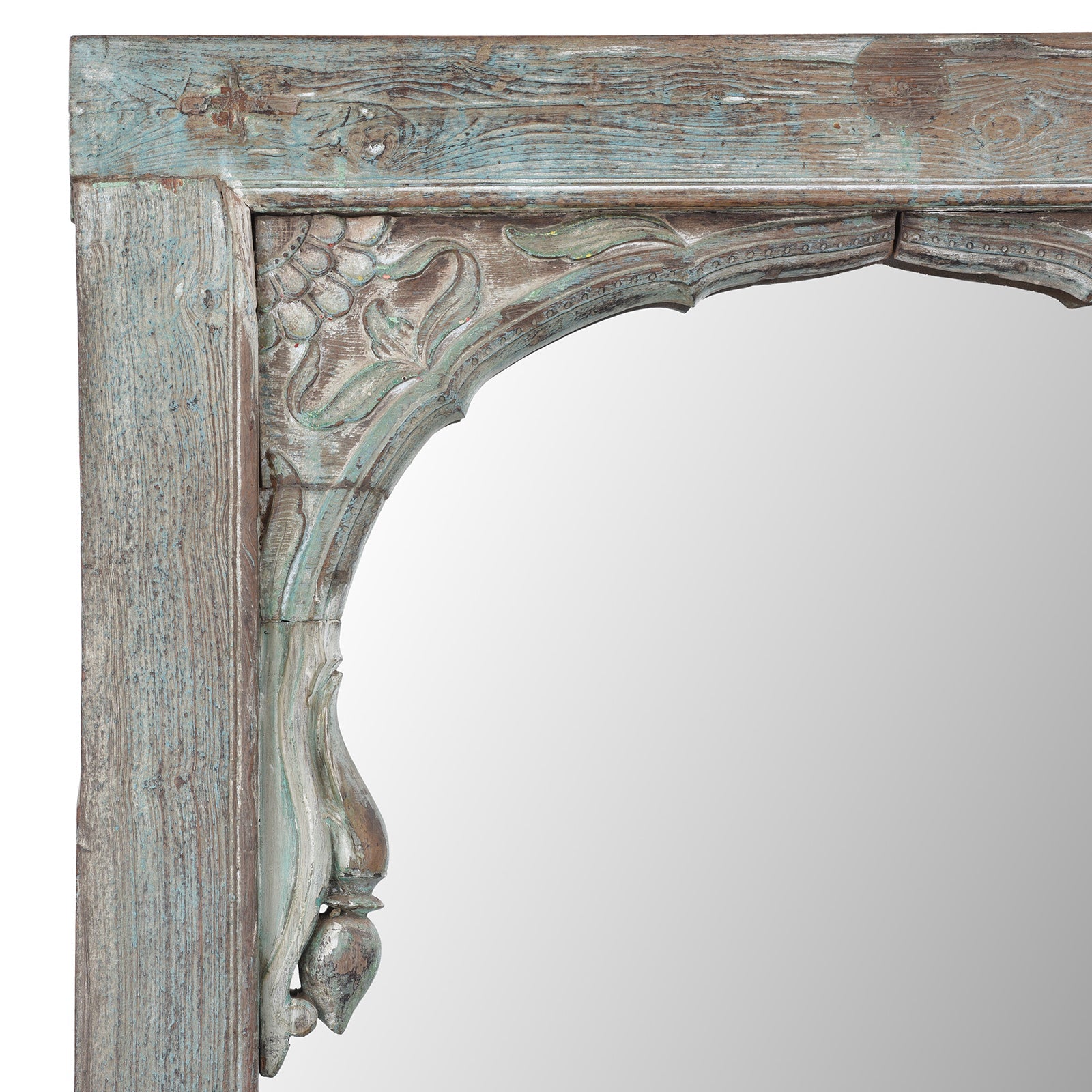 Large Blue Painted Indian Mirror Made From An Old Window - 19th Century