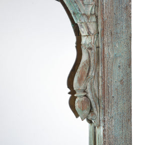 Large Blue Painted Indian Mirror Made From An Old Window - 19th Century