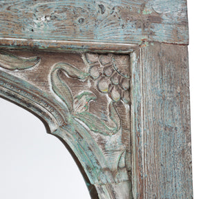 Large Blue Painted Indian Mirror Made From An Old Window - 19th Century