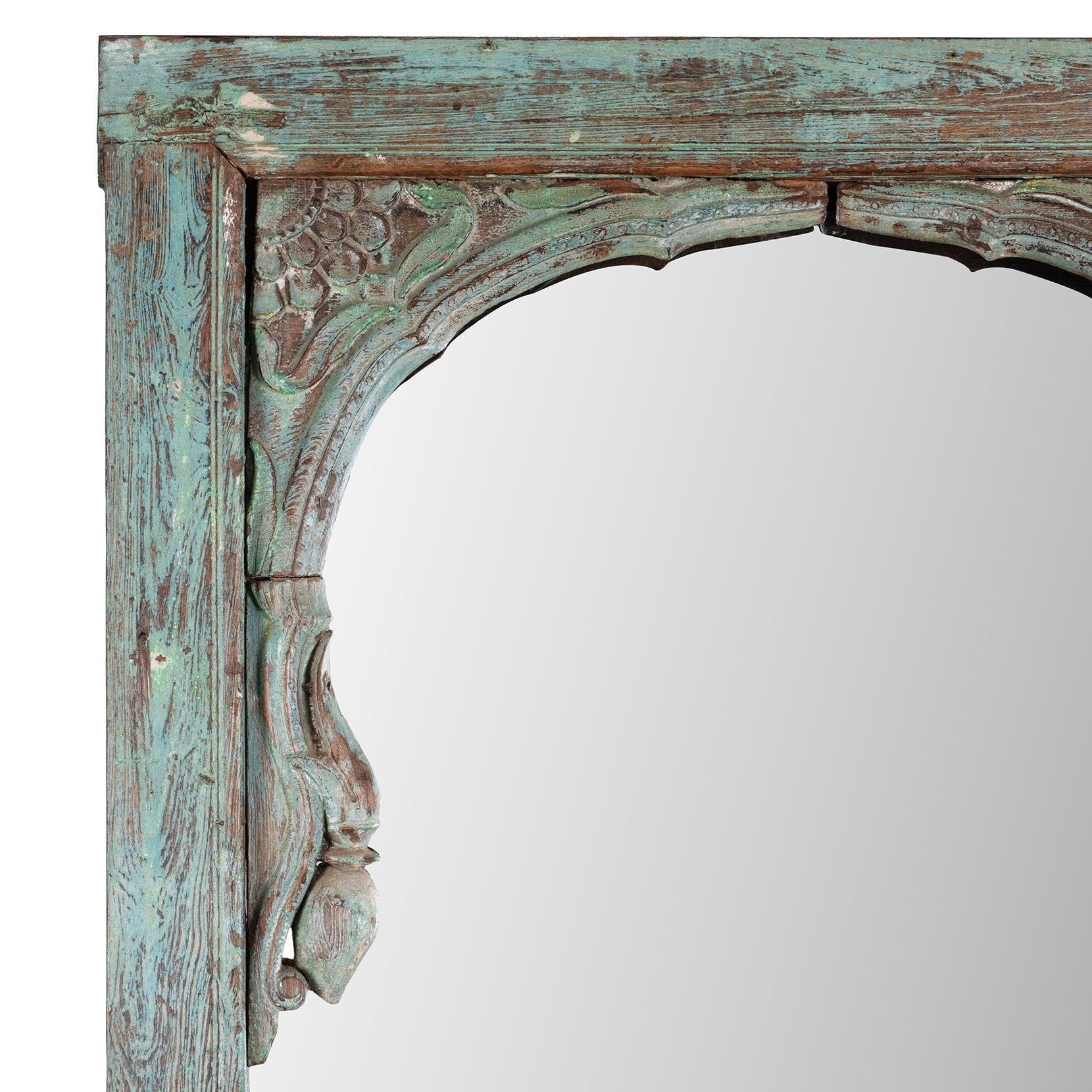 Indian Mirror Made From An Old Teak Window - 19th Century