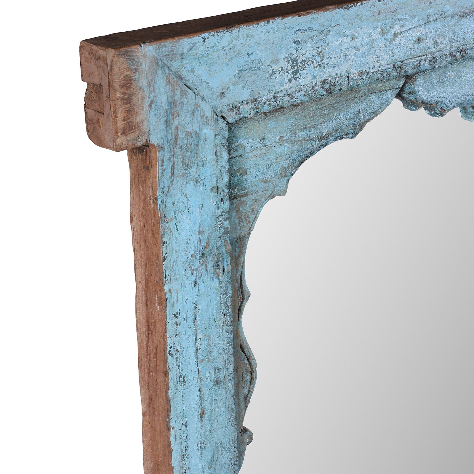 Blue Painted Indian Mihrab Mirror