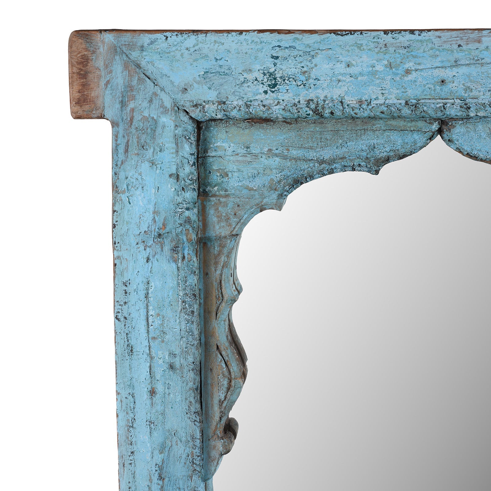 Blue Painted Indian Mihrab Mirror