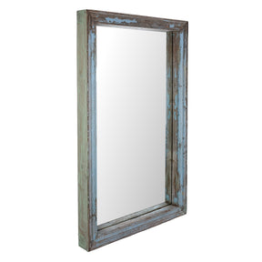 Large Blue Painted Mirror Made From Reclaimed Teak