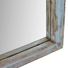 Large Blue Painted Mirror Made From Reclaimed Teak