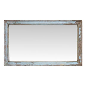 Large Blue Painted Mirror Made From Reclaimed Teak