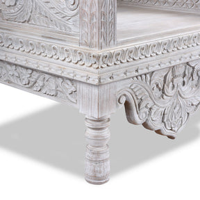 Carved And Limed Mango Wood Chair