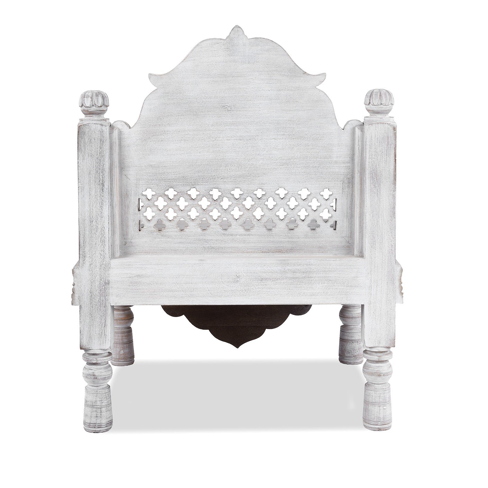 Carved And Limed Mango Wood Chair