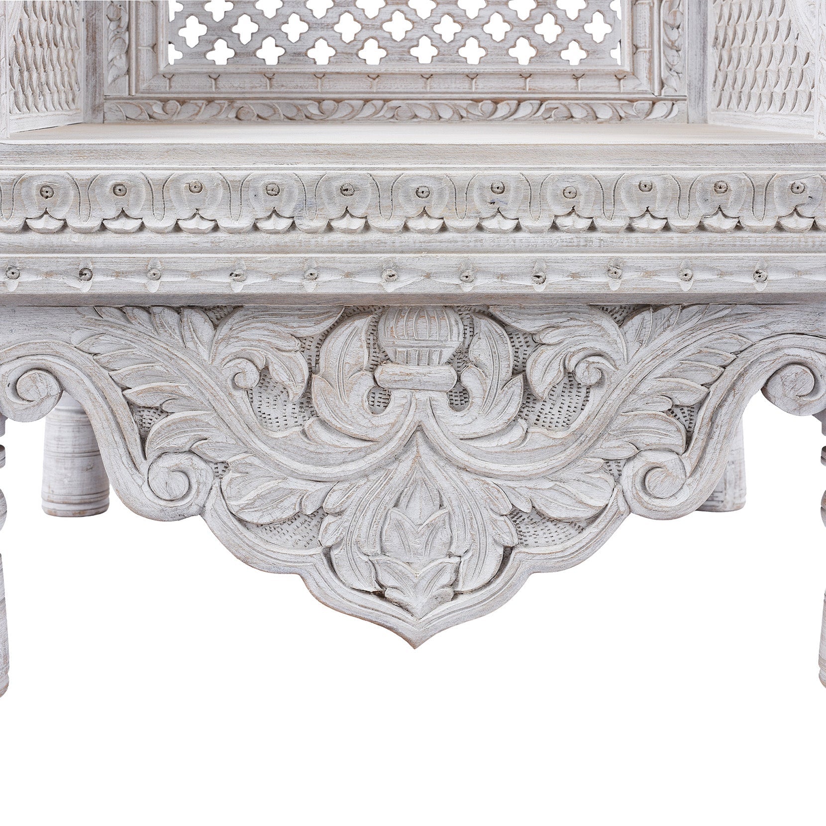 Carved And Limed Mango Wood Chair