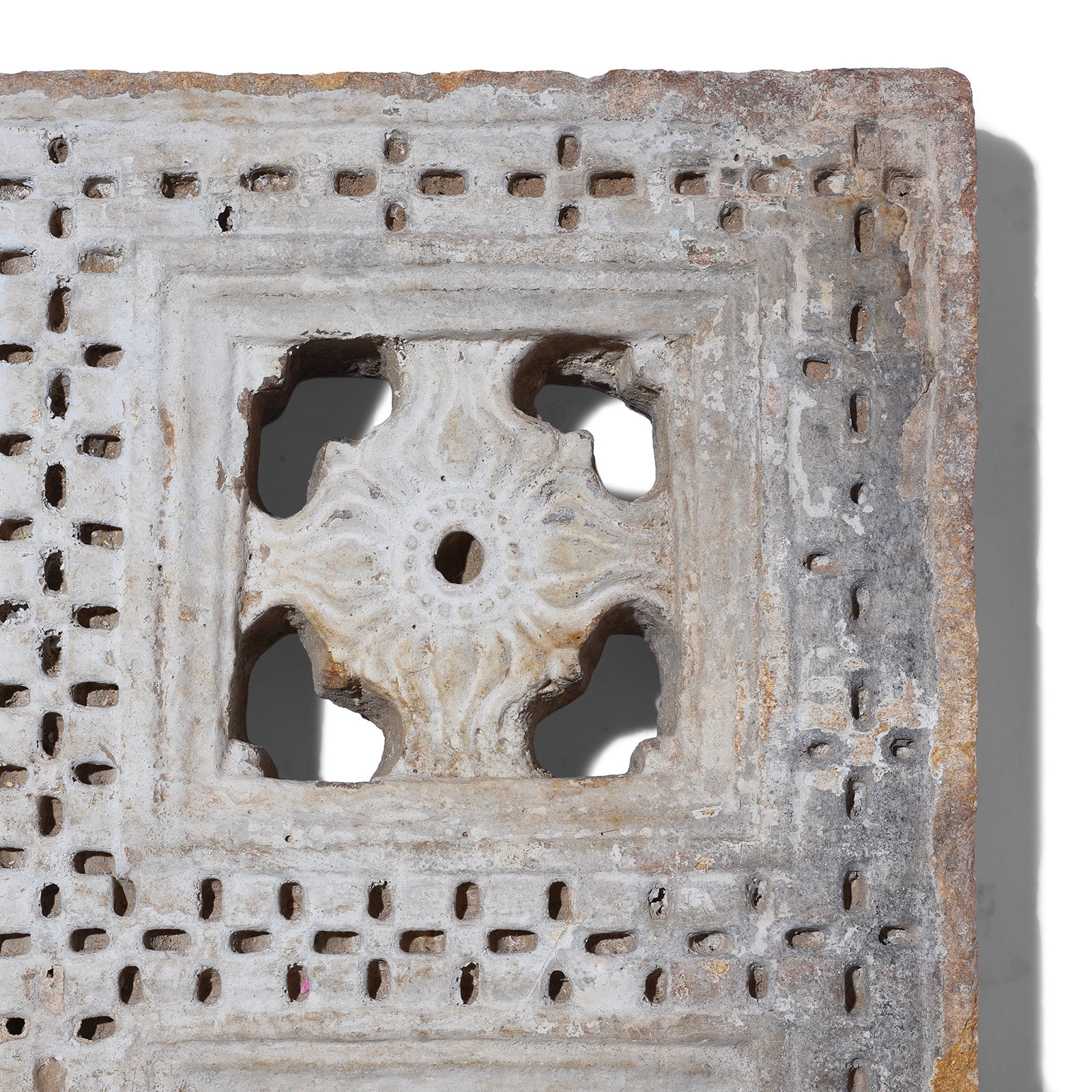 Painted Stone Panel From Jaisalmer - 19th Century