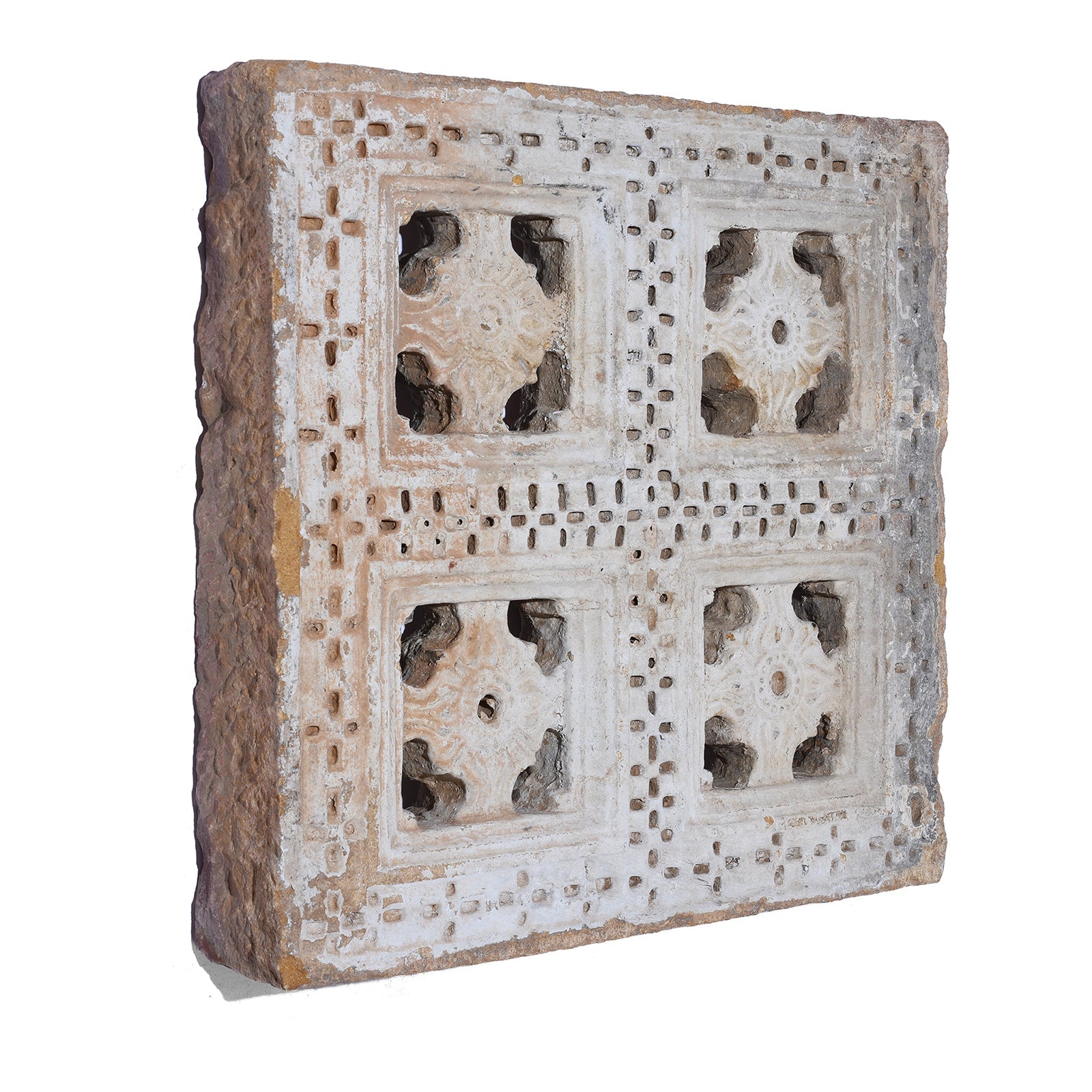Painted Stone Panel From Jaisalmer - 19th Century