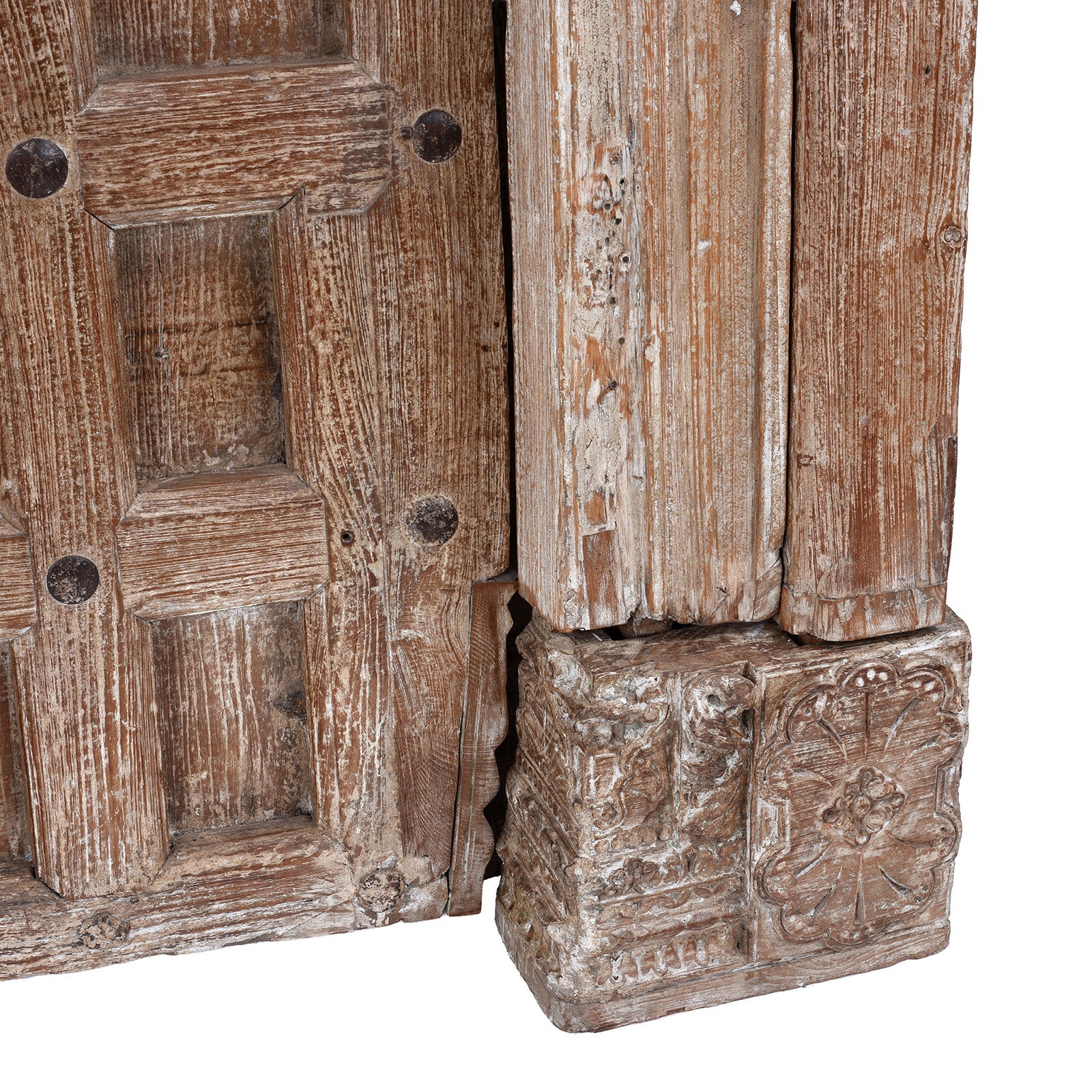 Limed Teak Kutchi Door And Frame - 19th Century