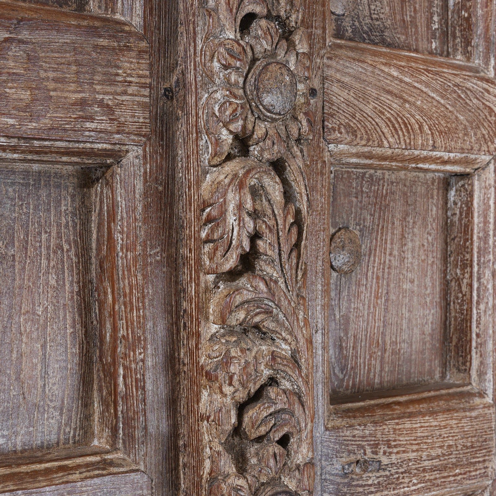 Limed Teak Kutchi Door And Frame - 19th Century
