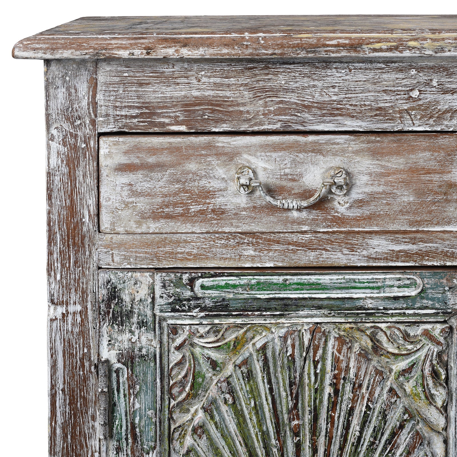 Reclaimed Teak Side Cabinet With Painted Finish