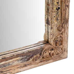 Cream Painted Carved Teak Mirror - 19th Century