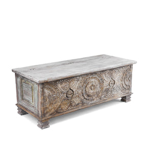 Carved Blanket Chest Made From Reclaimed Teak
