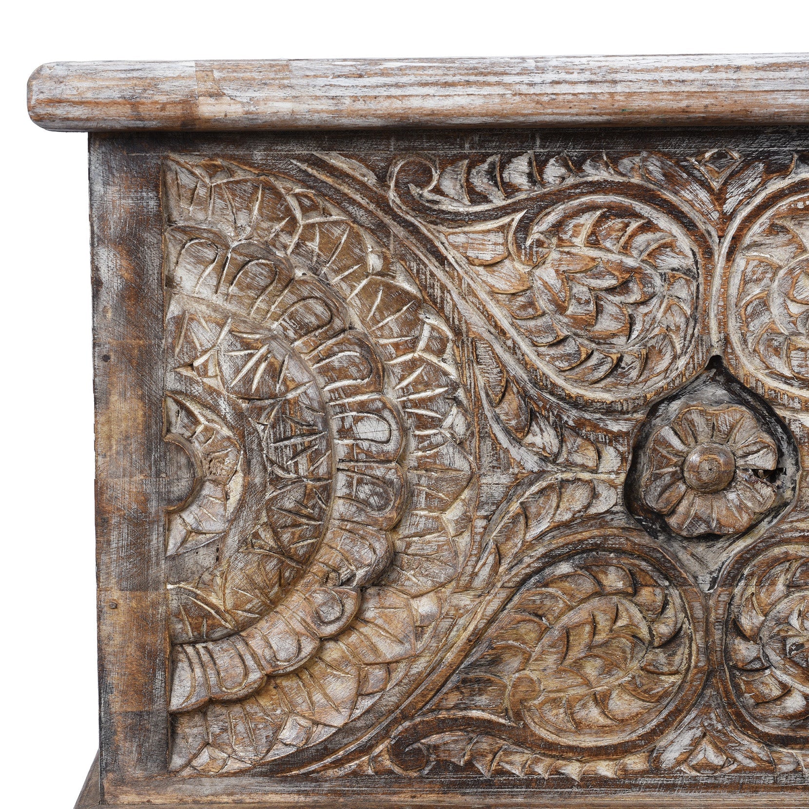 Carved Blanket Chest Made From Reclaimed Teak