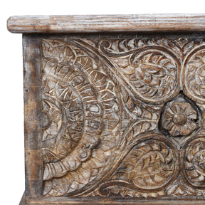 Carved Blanket Chest Made From Reclaimed Teak