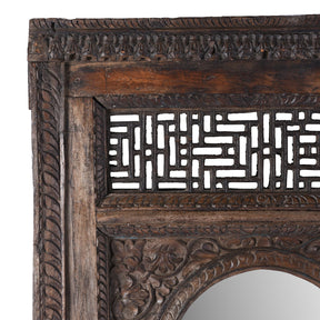 Old Teak Window Mirror From Madyha Pradesh - 19th Century