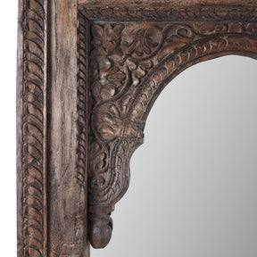 Old Teak Window Mirror From Madyha Pradesh - 19th Century