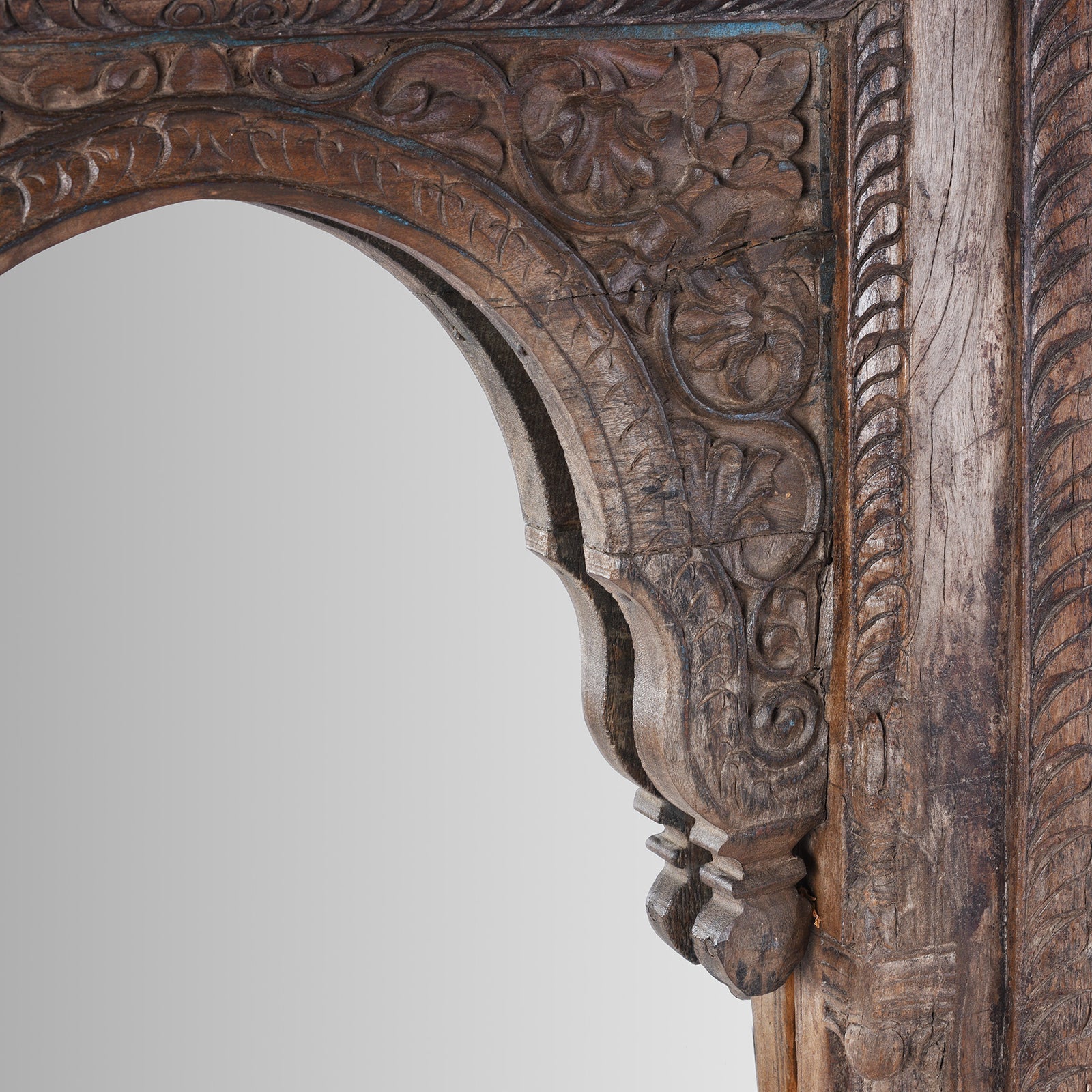 Old Teak Window Mirror From Madyha Pradesh - 19th Century