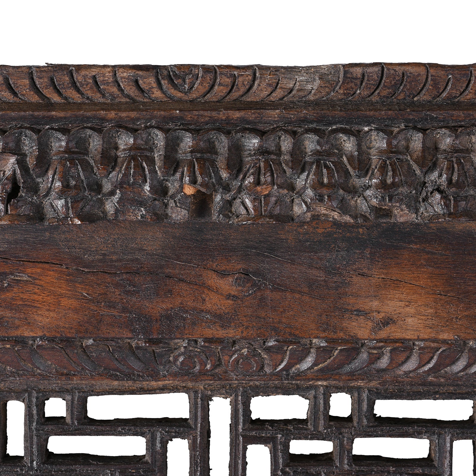 Old Teak Window Mirror From Madyha Pradesh - 19th Century