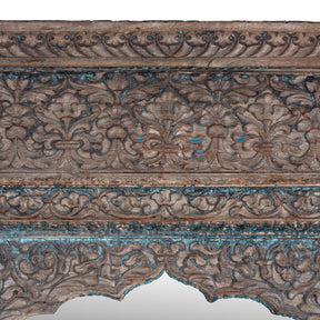 Carved Teak Window Mirror From Haryana - 18th Century