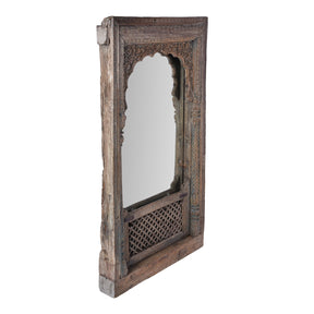 Carved Window Mirror From Haryana - 18th Century