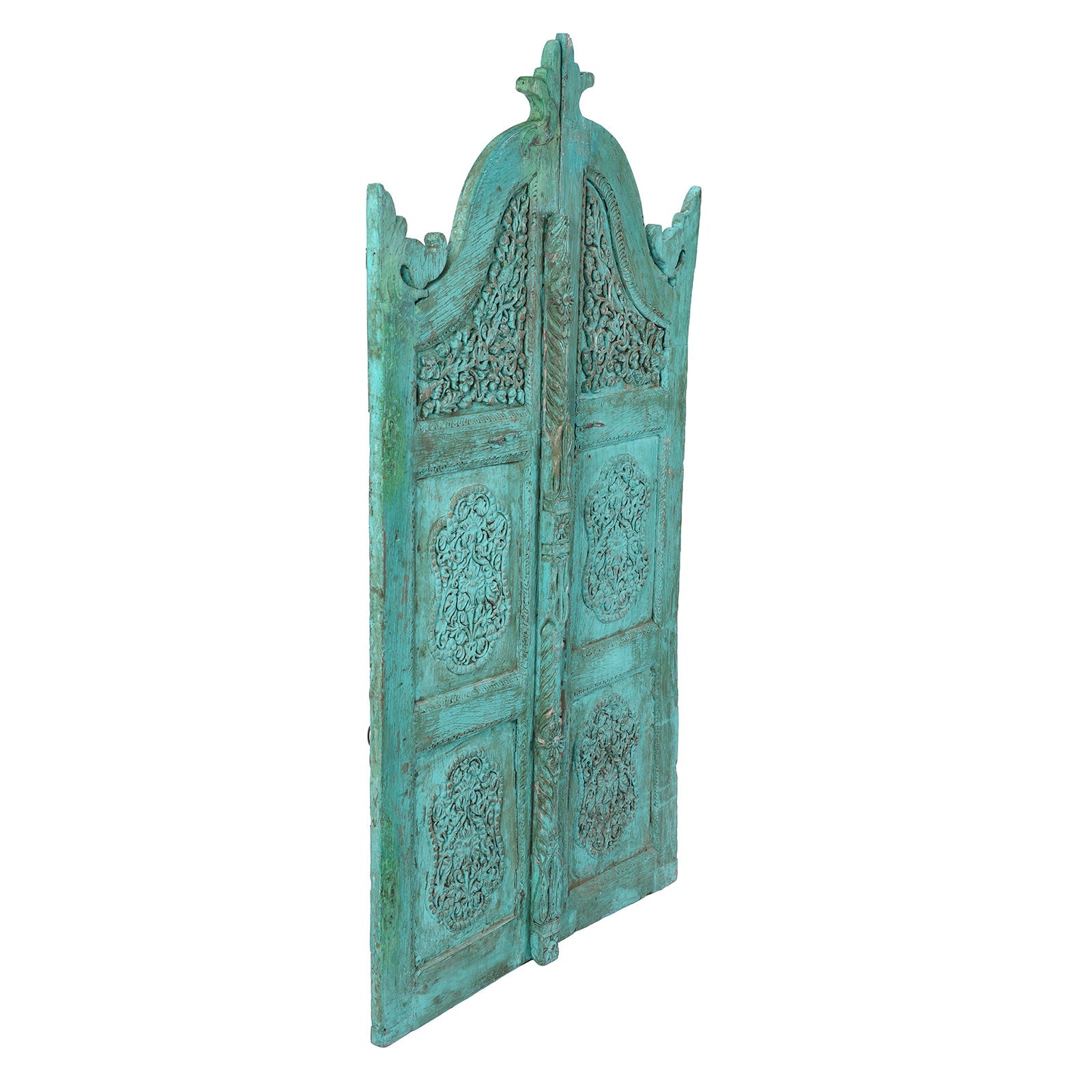 Carved Parrot Teak Dog Gate From Gujarat - 19th Century