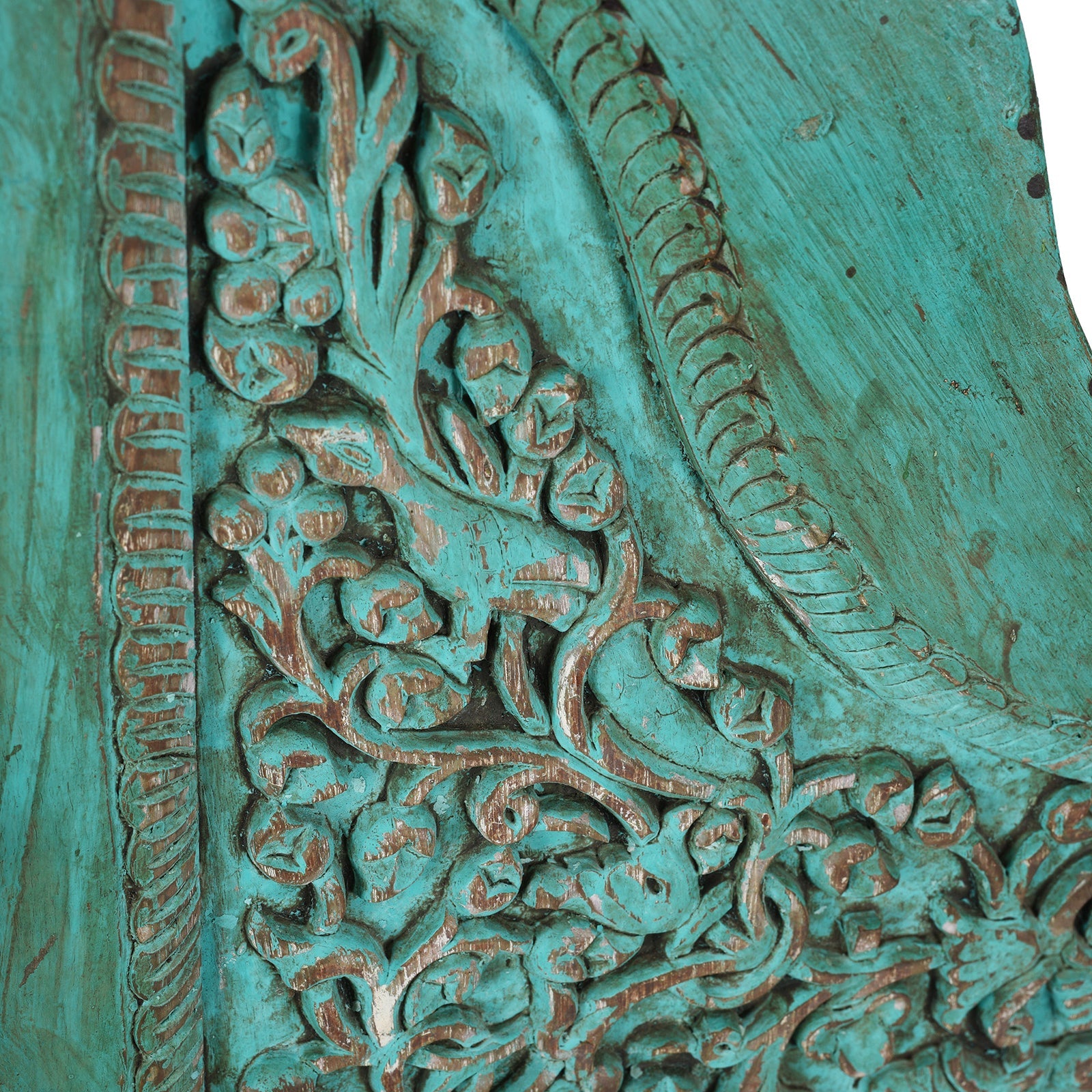 Carved Parrot Teak Dog Gate From Gujarat - 19th Century