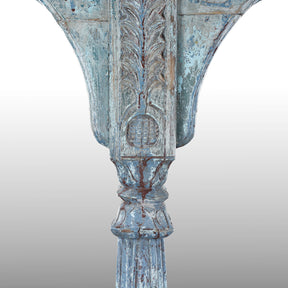 Blue Painted Large Triple Mirror From Madyha Pradesh - 19th Century