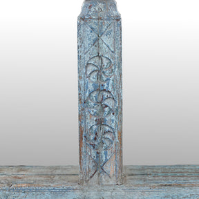 Blue Painted Large Triple Mirror From Madyha Pradesh - 19th Century