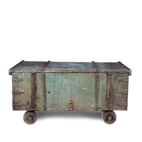 Indian Green Painted Wheeled Chest – 18th Century