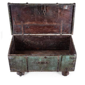 Indian Green Painted Wheeled Chest – 18th Century