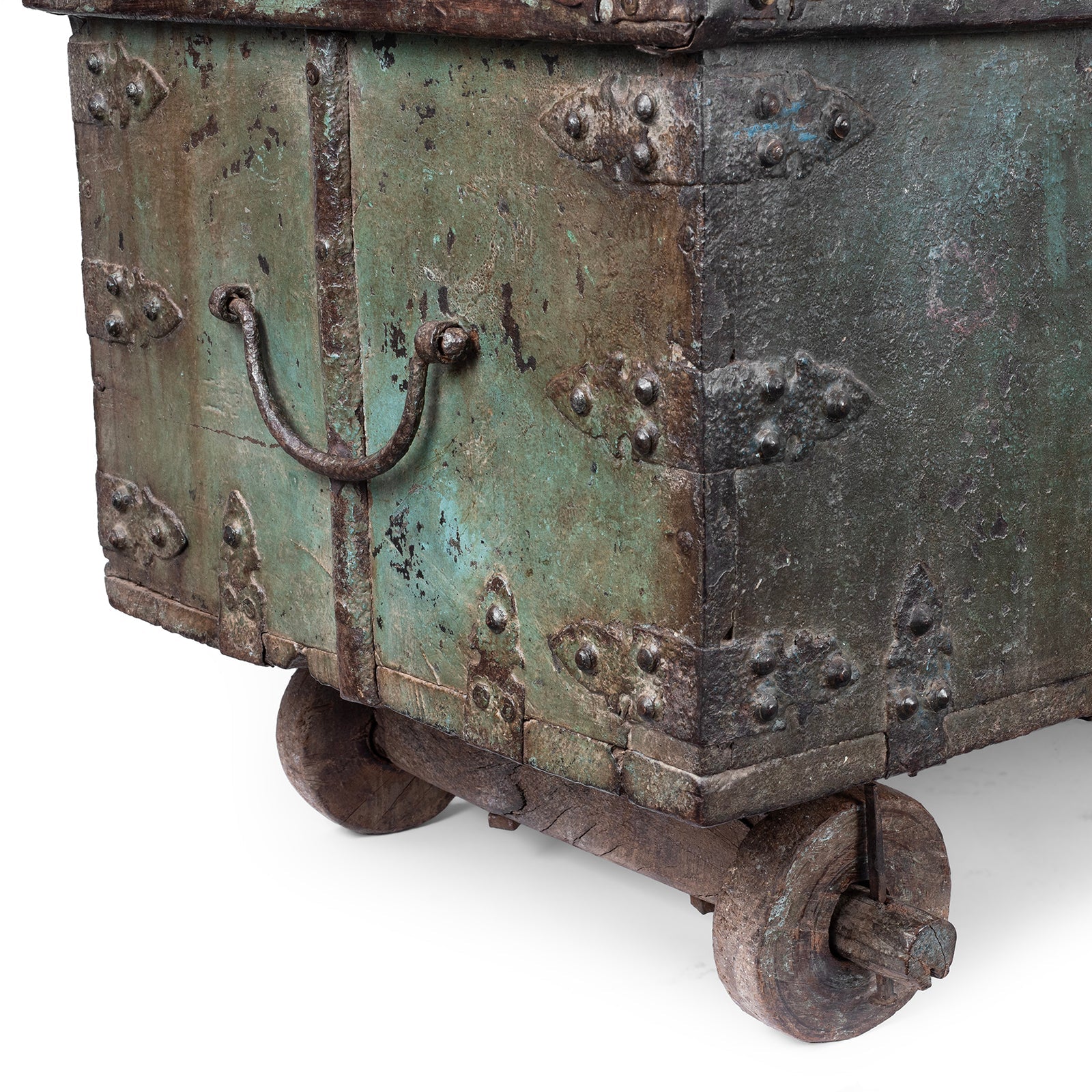 Indian Green Painted Wheeled Chest – 18th Century