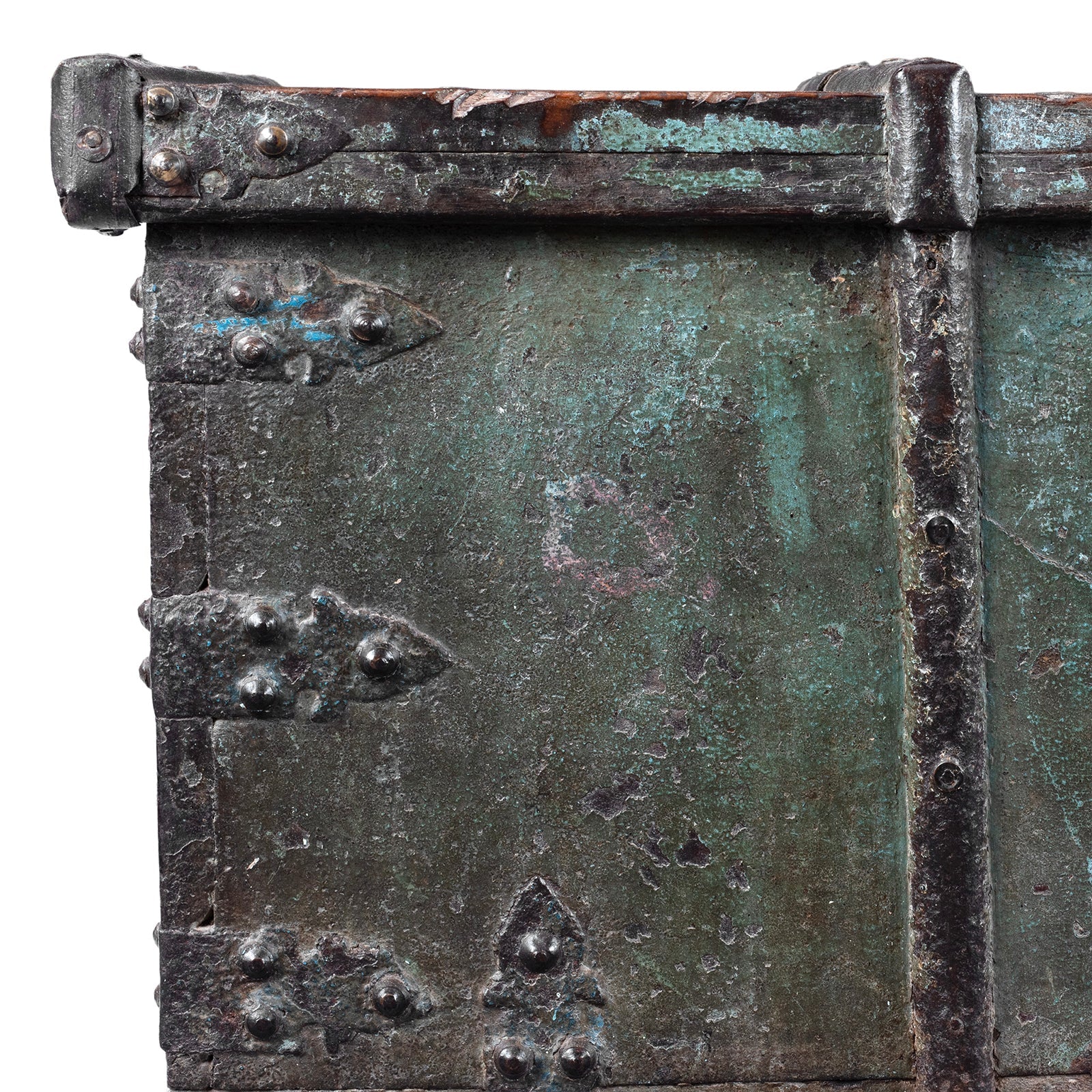 Indian Green Painted Wheeled Chest – 18th Century